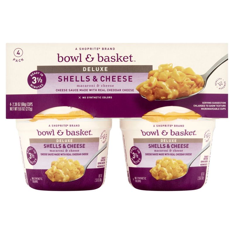Bowl &amp; Basket Deluxe Shells &amp; Cheese Macaroni &amp; Cheese, 2.39 oz, 4 count