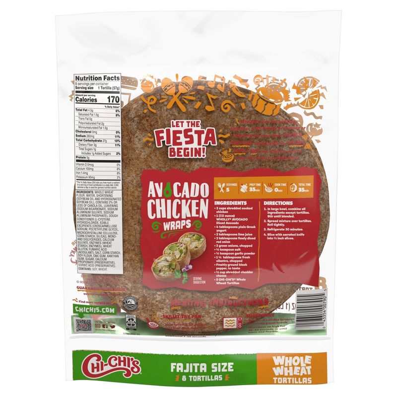 Chi-Chi's Whole Wheat Fajita Style Tortillas, 8 count, 16 oz