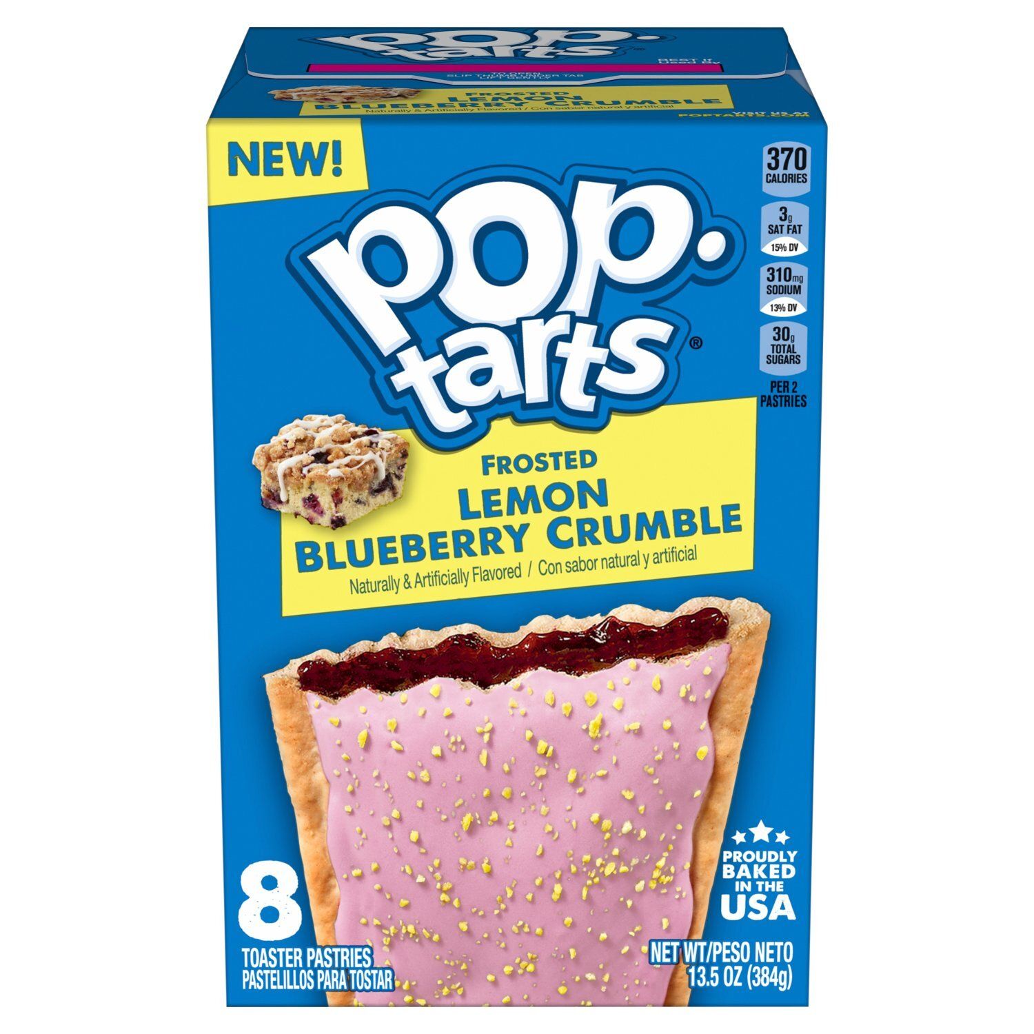 Pop-Tarts Frosted Lemon Blueberry Crumble Toaster Pastries, 8 count, 13.5 oz