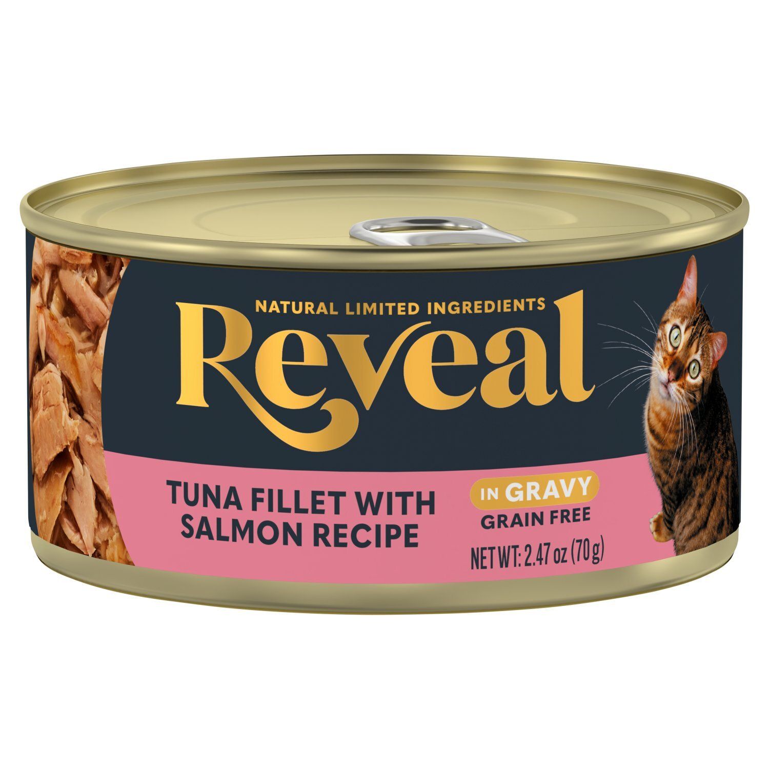 Reveal Grain Free Tuna Fillet with Salmon Recipe in Gravy Cat Food Mixer, 2.47 oz