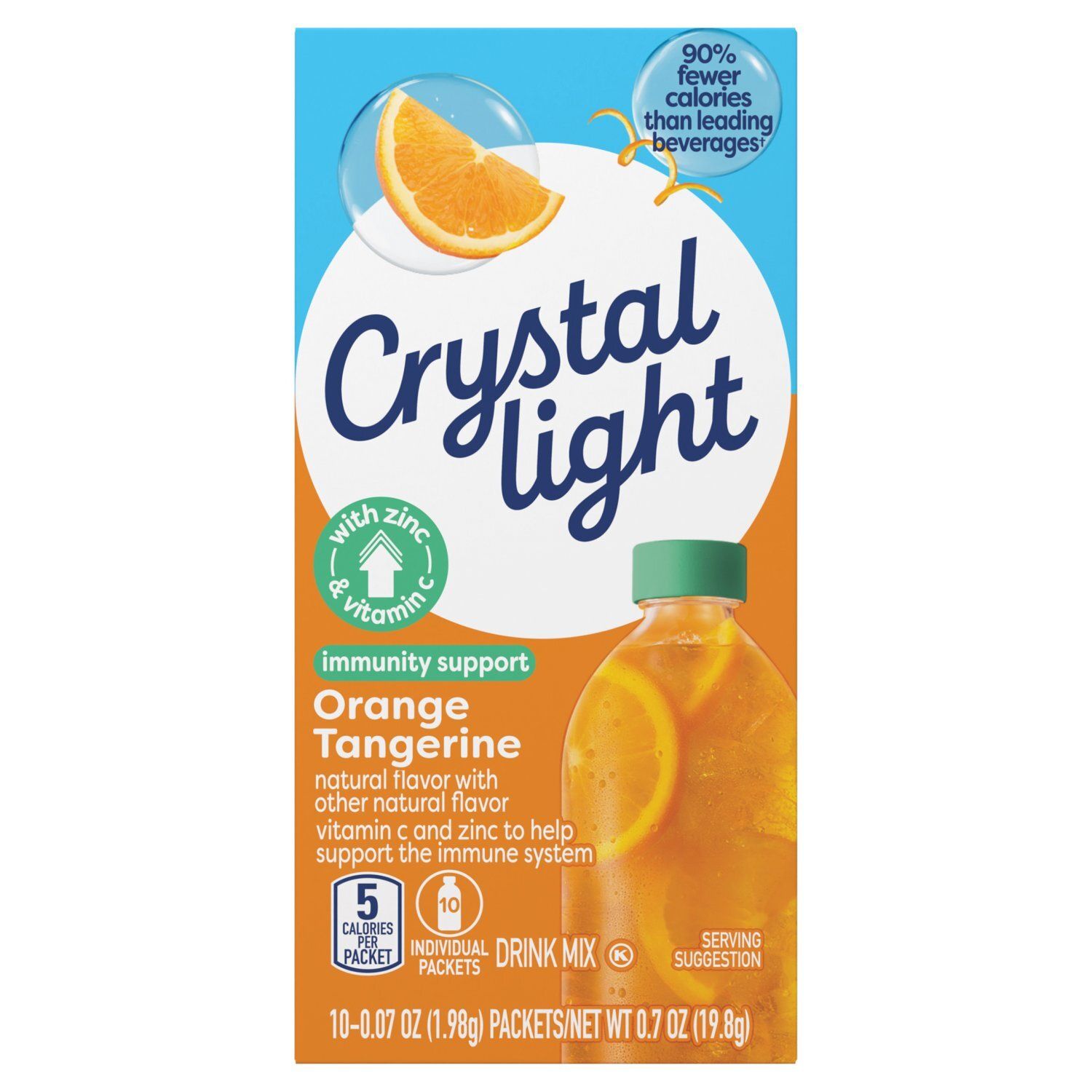 Crystal Light Orange Tangerine Immunity Support Drink Mix, 0.07 oz, 10 count