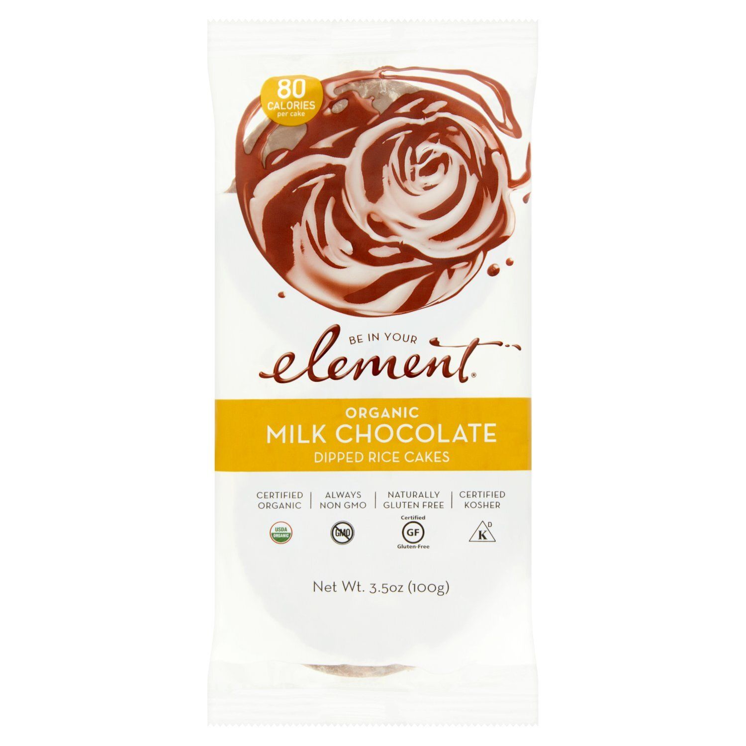 Be In Your Element Organic Milk Chocolate Dipped Rice Cakes, 3.5 oz