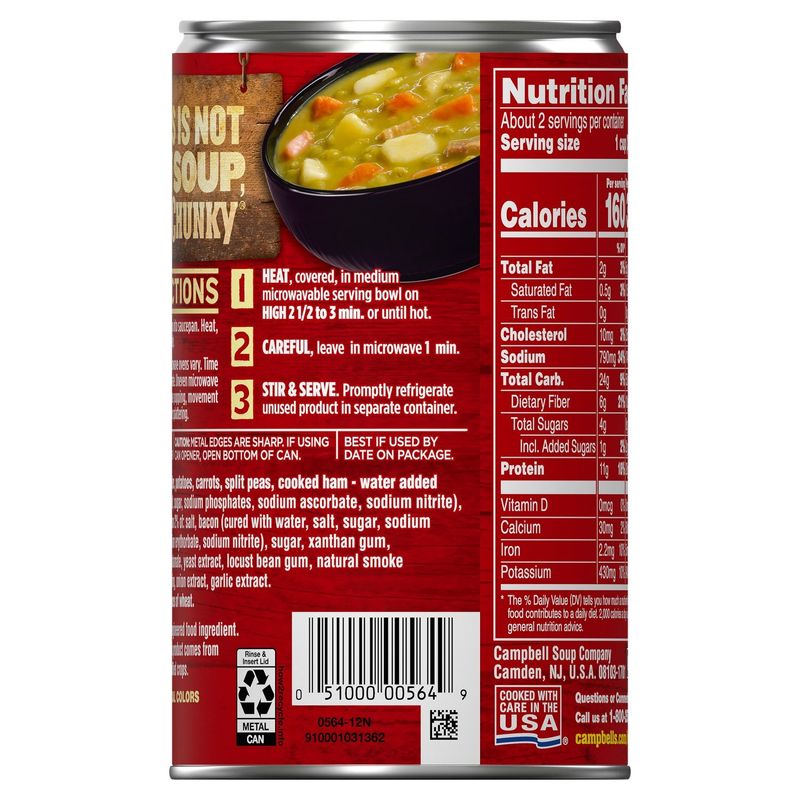 Campbell's Chunky Split Pea &amp; Ham with Natural Smoke Flavor Soup, 19 oz
