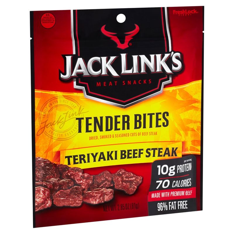 Jack Link's Tender Bites Teriyaki Beef Steak Meat Snacks, 2.85 oz