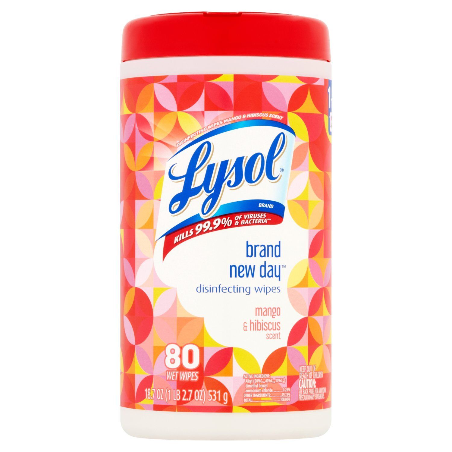 Lysol Mango &amp; Hibiscus Scent Disinfecting Wipes, 80 count, 18.7 oz