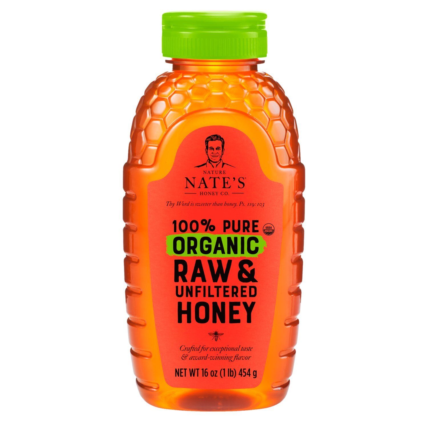 Nature Nate's 100% Pure Organic Raw &amp; Unfiltered Honey, 16 oz