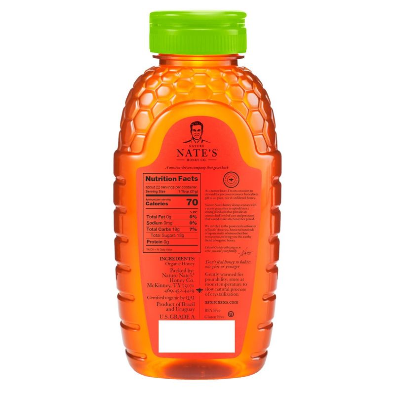 Nature Nate's 100% Pure Organic Raw &amp; Unfiltered Honey, 16 oz