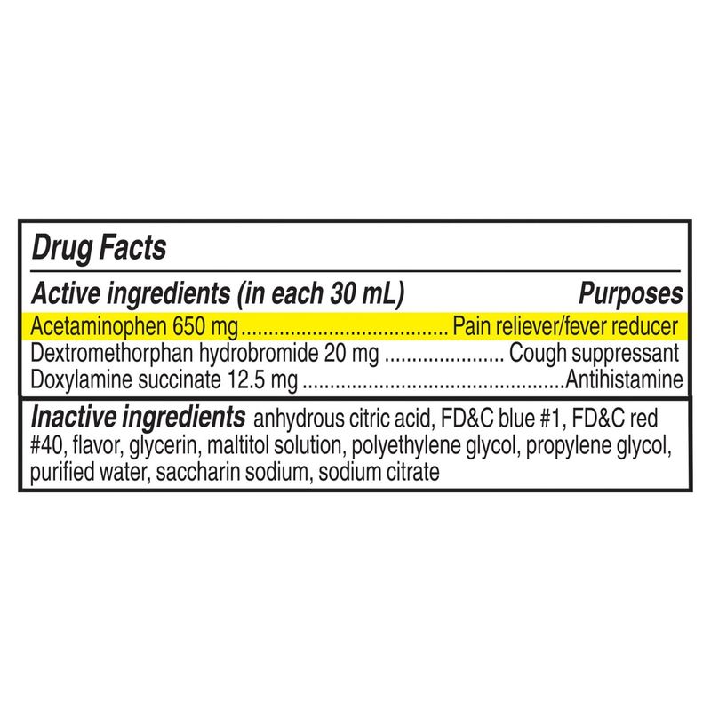 Coricidin HBP Sugar Free Maximum Strength Nighttime Cold &amp; Flu Cherry Flavor Liquid, 12 fl oz