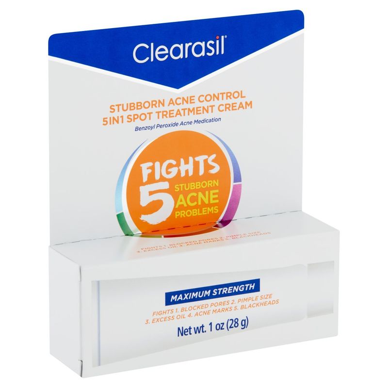 Clearasil Maximum Strength Stubborn Acne Control 5in1 Spot Treatment Cream, 1 oz