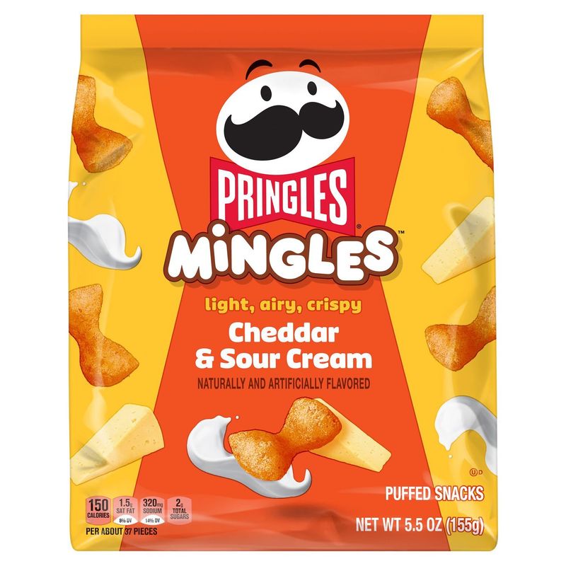 Pringles Mingles Cheddar &amp; Sour Cream Flavored Puffed Snacks, 5.5 oz