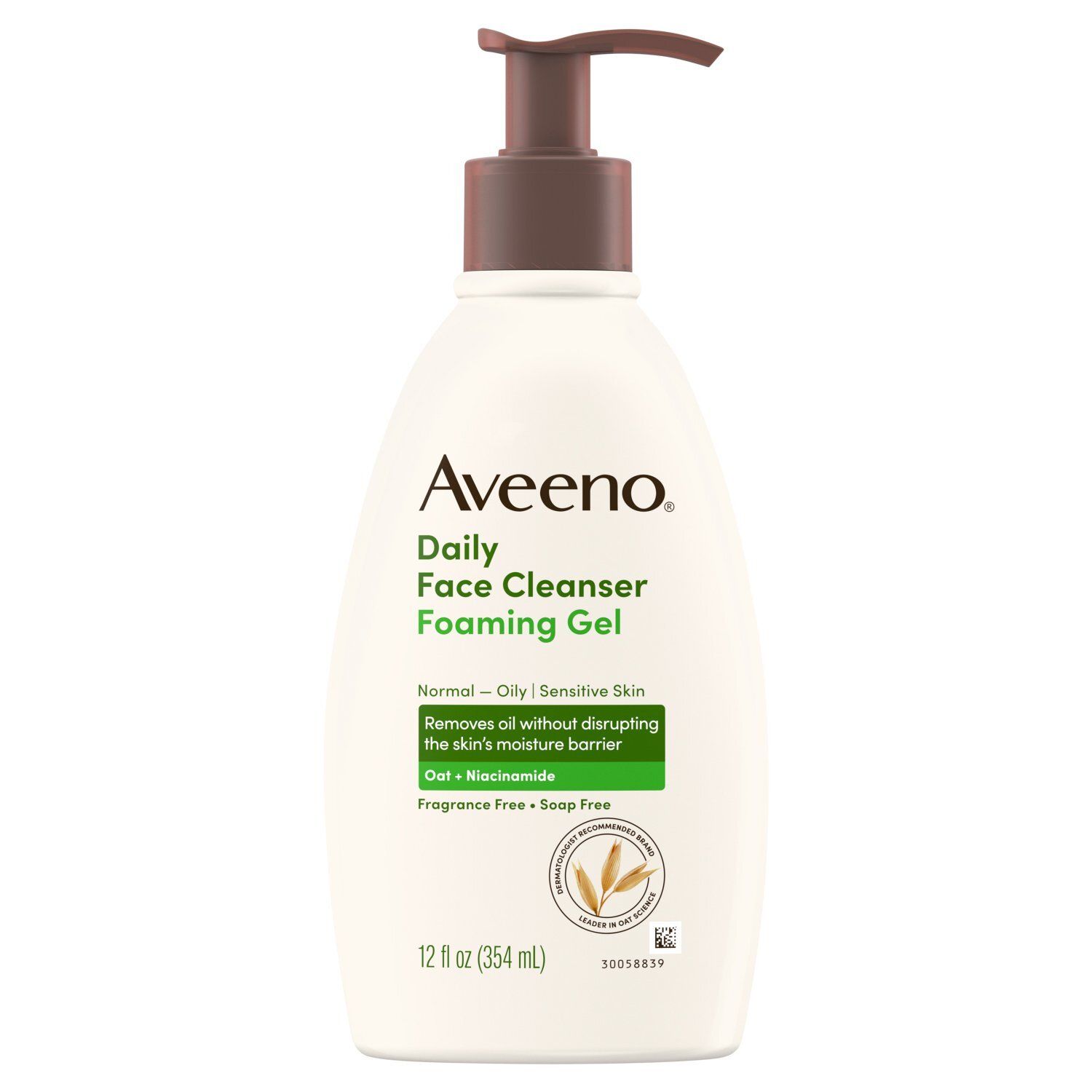 Aveeno Oat + Niacinamide Daily Face Cleanser Foaming Gel, 12 fl oz