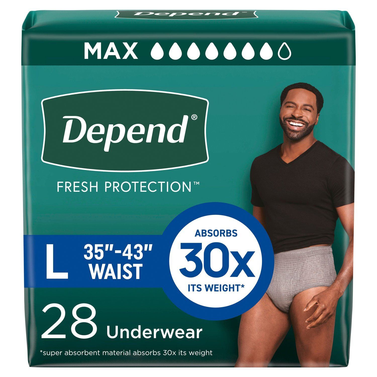 Depend Fresh Protection Maximum Underwear, Size L, 28 count