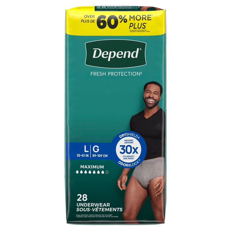 Depend Fresh Protection Maximum Underwear, Size L, 28 count