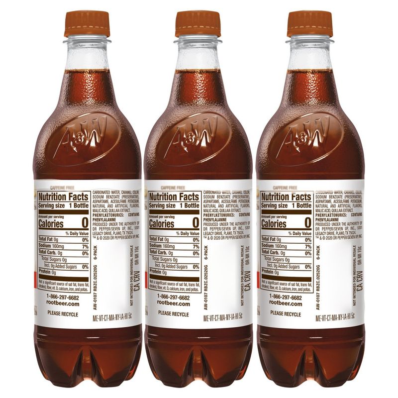 A&amp;W Zero Sugar Root Beer, 6 count, 16.9 fl oz