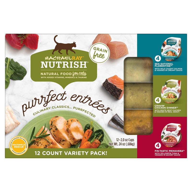Rachael Ray Nutrish Purrfect Entrées Natural Foods for Cats Variety Pack, 2.0 oz, 12 count
