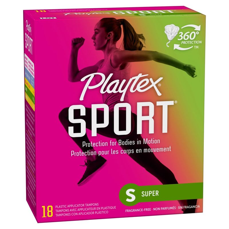 Playtex Sport Super Plastic Applicator Tampons, 18 count