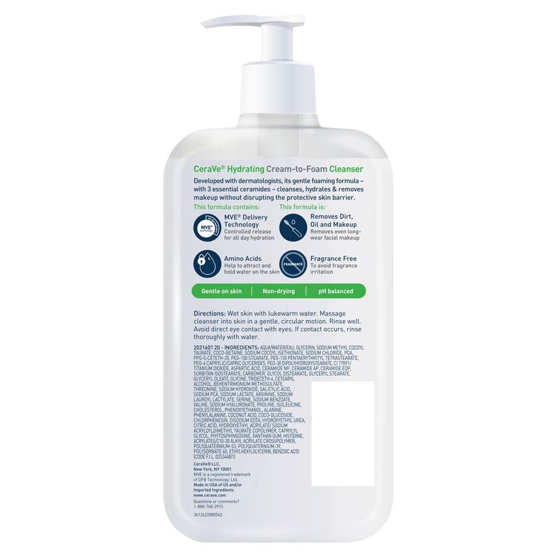 CeraVe Hydrating Cream-to-Foam Face Cleanser 12oz