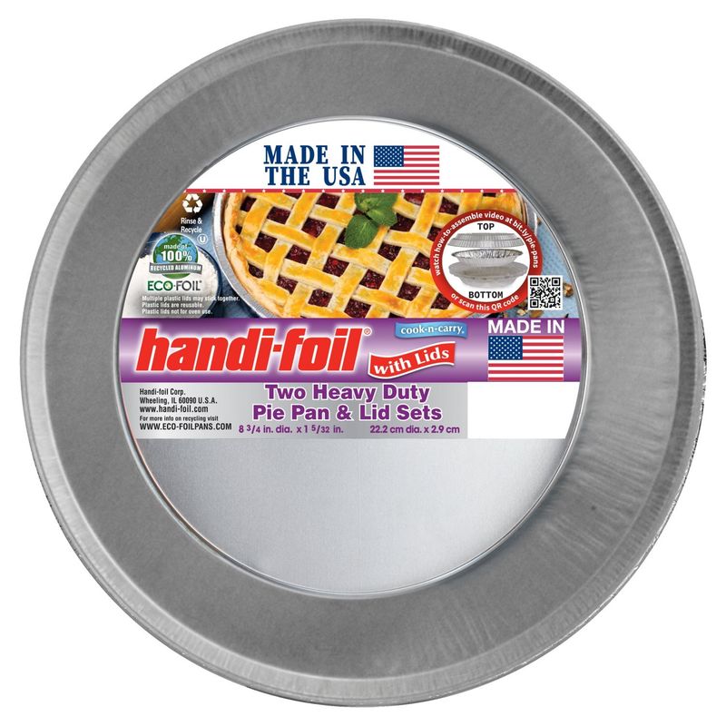 Handi-Foil Heavy Duty Pie Pan &amp; Lid Sets, 2 count