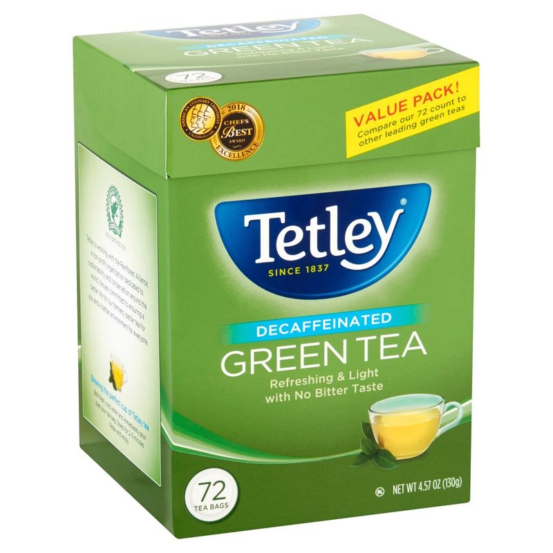 Tetley Decaffeinated Green Tea Bags Value Pack!, 72 count, 4.57 oz
