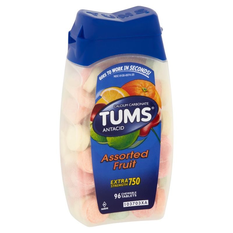 Tums Assorted Fruit Extra Strength 750 Chewable Tablets, 96 count