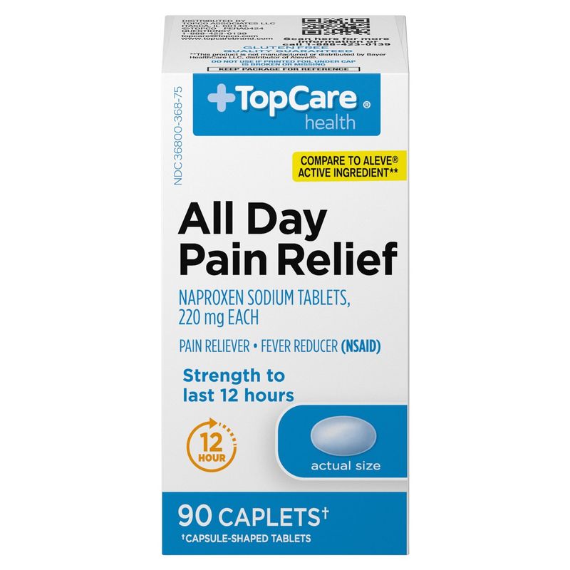 TopCare Health All Day Pain Relief Caplets, 220 mg, 90 count