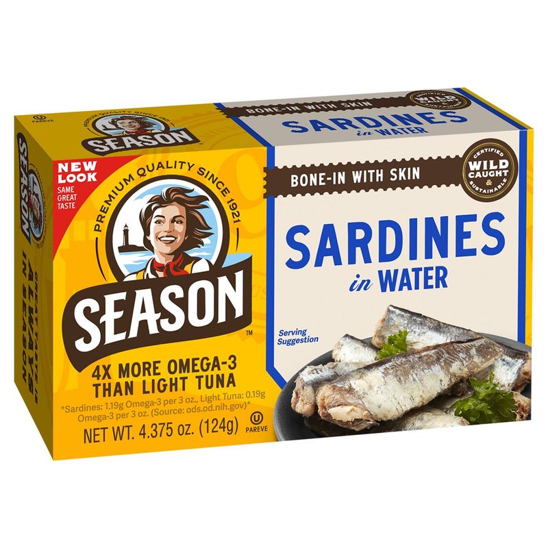 Season Sardines in Water, 4.375 oz