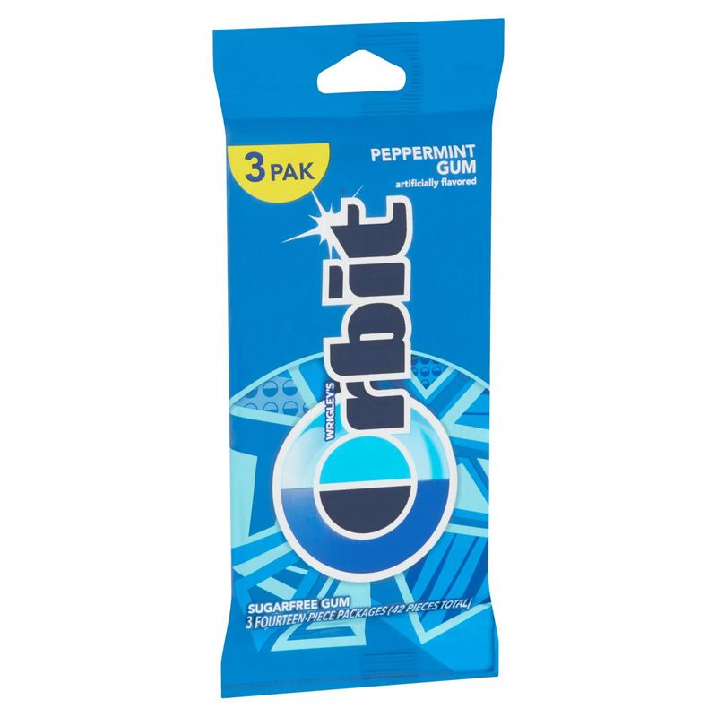 Wrigley's Orbit Peppermint Sugarfree Gum, 14 count, 3 pack