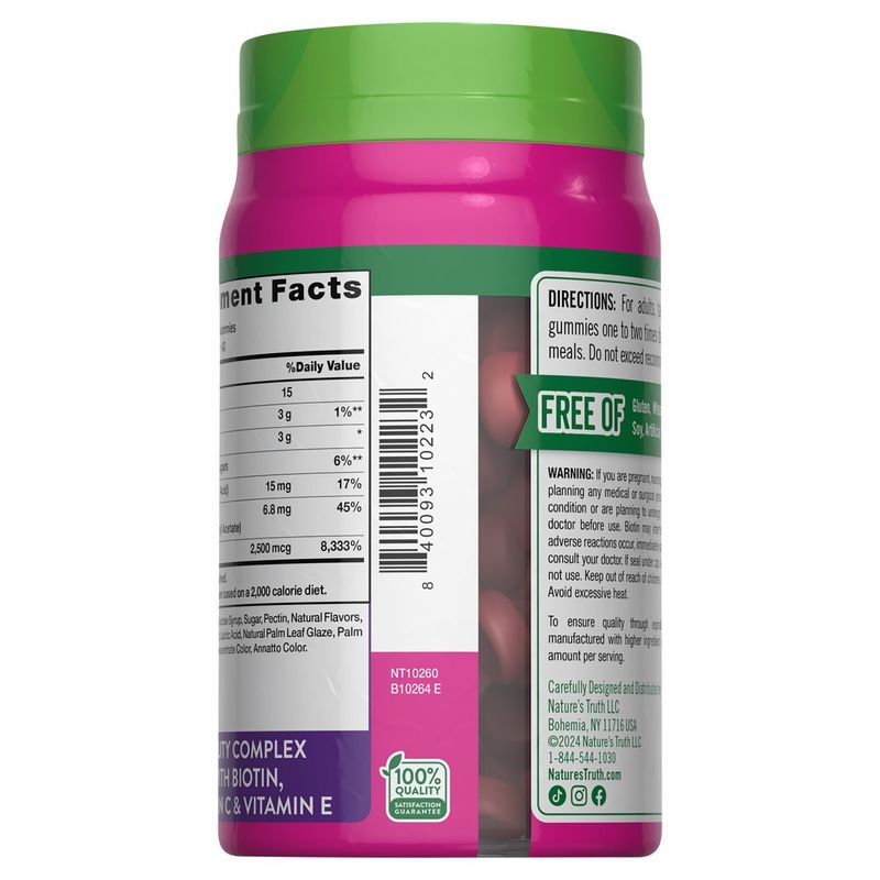 Nature's Truth Delicious Fruit Flavor Hair, Skin &amp; Nails Biotin Dietary Supplement, 80 count