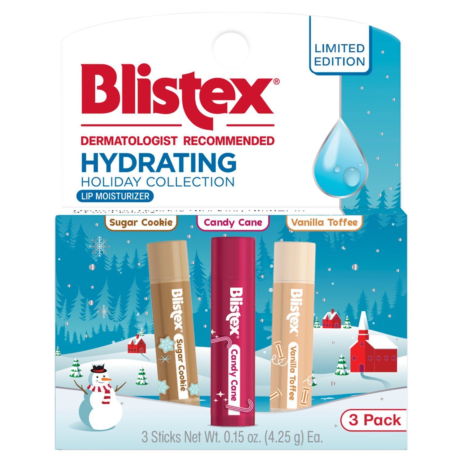 Blistex Hydrating Holiday Collection Lip Moisturizer Limited Edition, 3 count, 0.15 oz