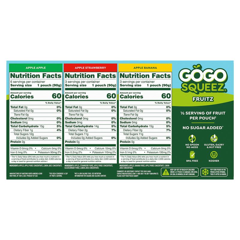 Materne GoGo Squeez Fruit on the Go Variety Pack, 3.2 oz, 12 count