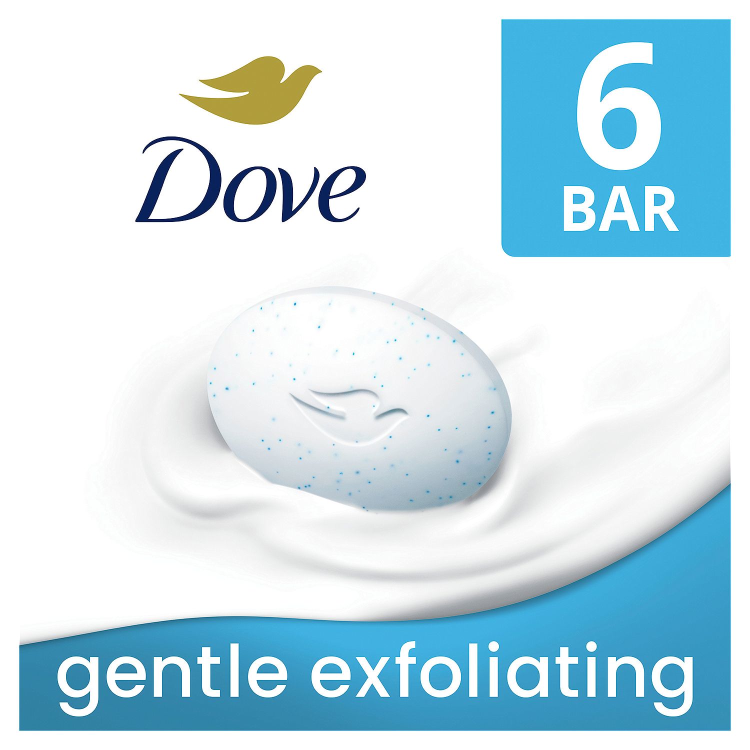 Dove Gentle Exfoliating Beauty Bar with Renewing Exfoliants, 3.75 oz, 6 count