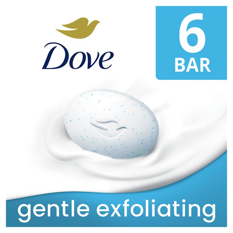 Dove Gentle Exfoliating Beauty Bar with Renewing Exfoliants, 3.75 oz, 6 count