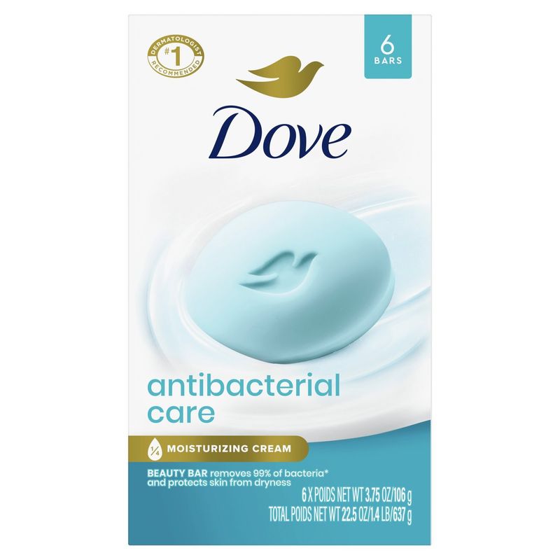 Dove Antibacterial Care Beauty Bar, 3.75 oz, 6 count