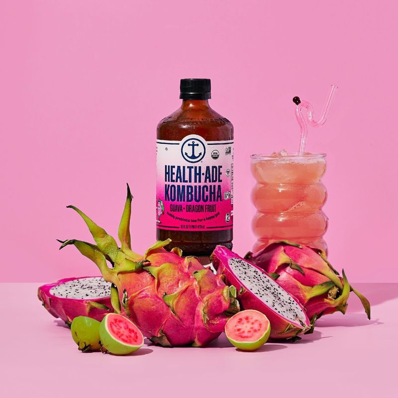 Health-Ade Kombucha Guava-Dragon Fruit Bubbly Probiotic Tea, 16 fl oz
