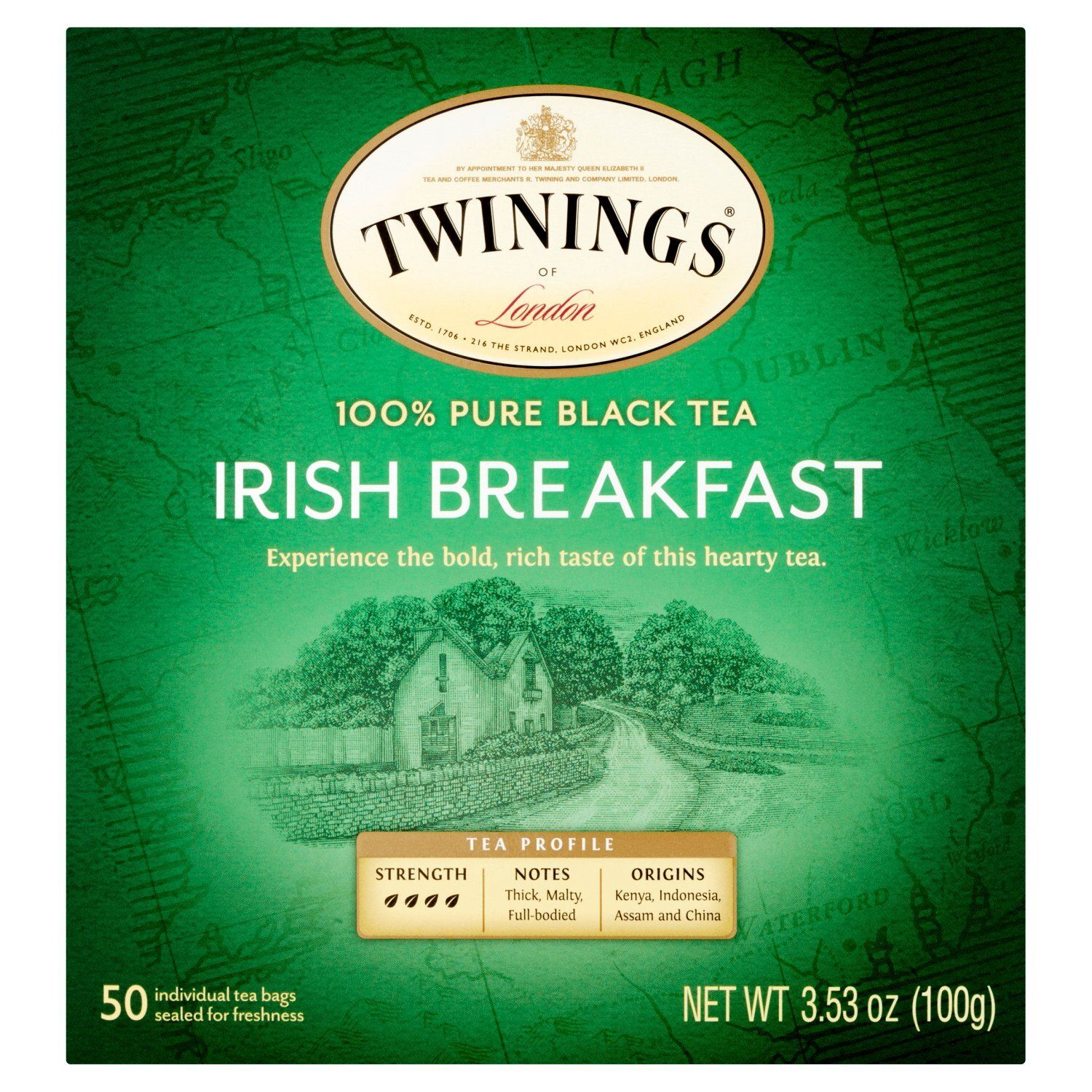 Twinings Irish Breakfast Pure Black Tea Bags Value Pack, 50 count, 3.53 oz