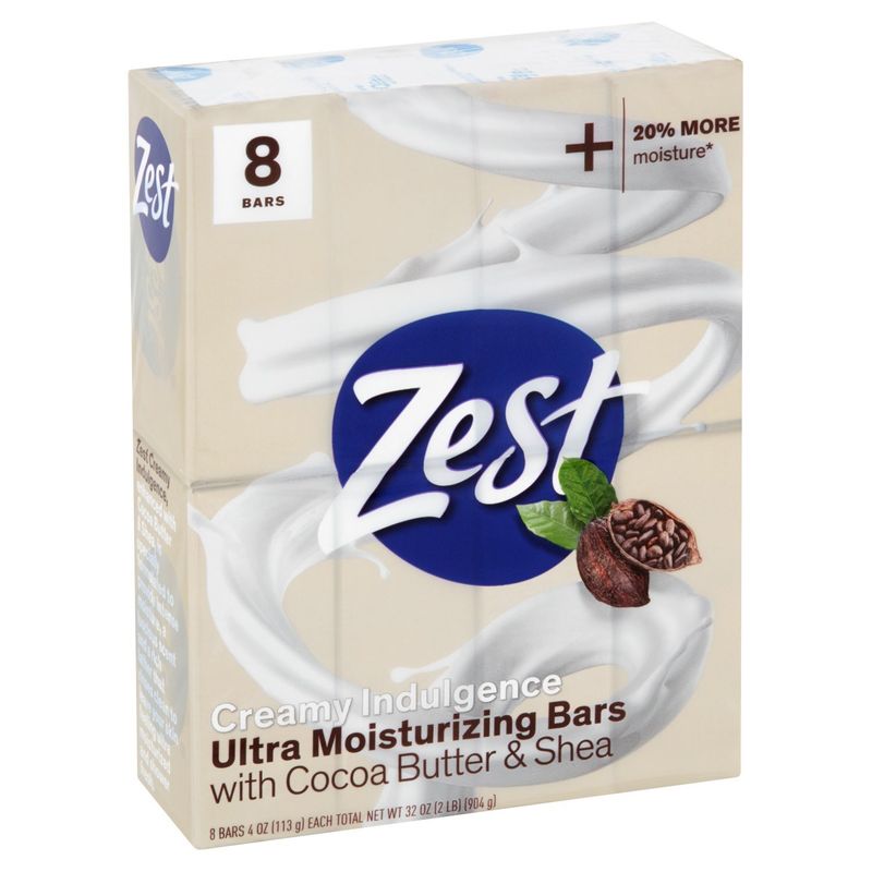 Zest Creamy Indulgence Ultra Moisturizing Bars, 4 oz, 8 count