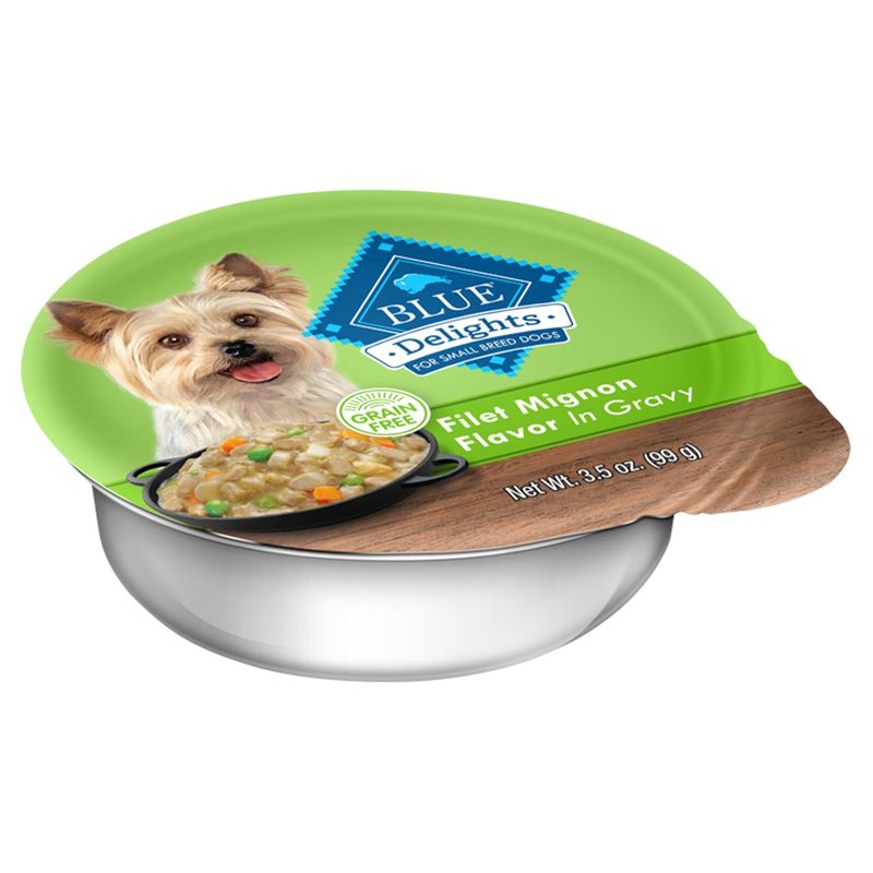Blue Buffalo Delights Natural Adult Small Breed Wet Dog Food Cup, Filet Mignon Flavor in Hearty Grav