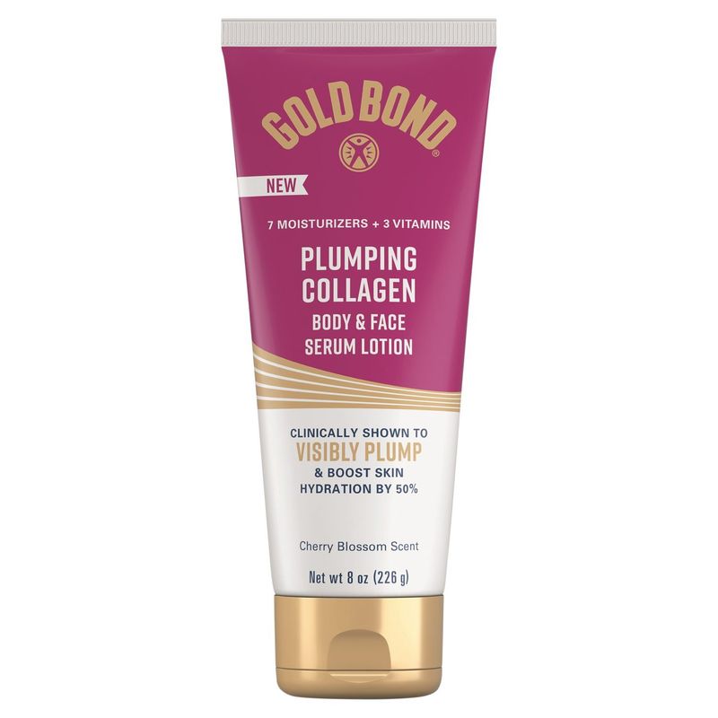 Gold Bond Cherry Blossom Scent Plumping Collagen Body &amp; Face Serum Lotion, 8 oz.