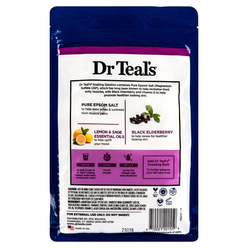 Dr Teal's Black Elderberry Pure Epsom Salt Soaking Solution, 3 lbs