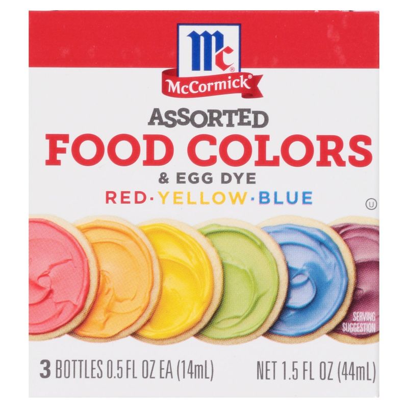McCormick Assorted Food Colors &amp; Egg Dye, 0.5 fl oz, 3 count