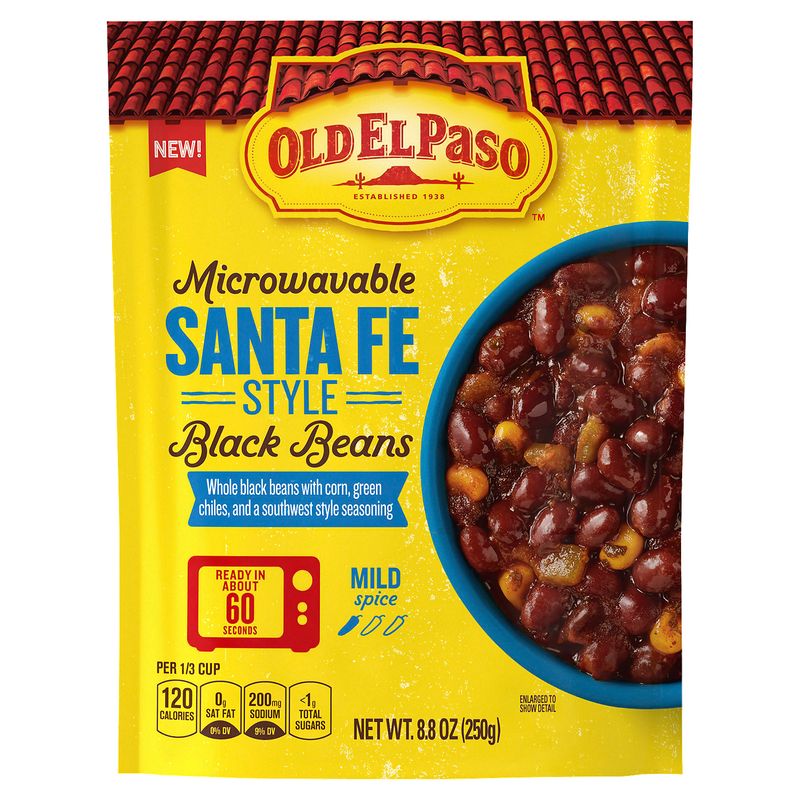 Old El Paso Microwavable Santa Fe Style Black Beans, 8.8 oz