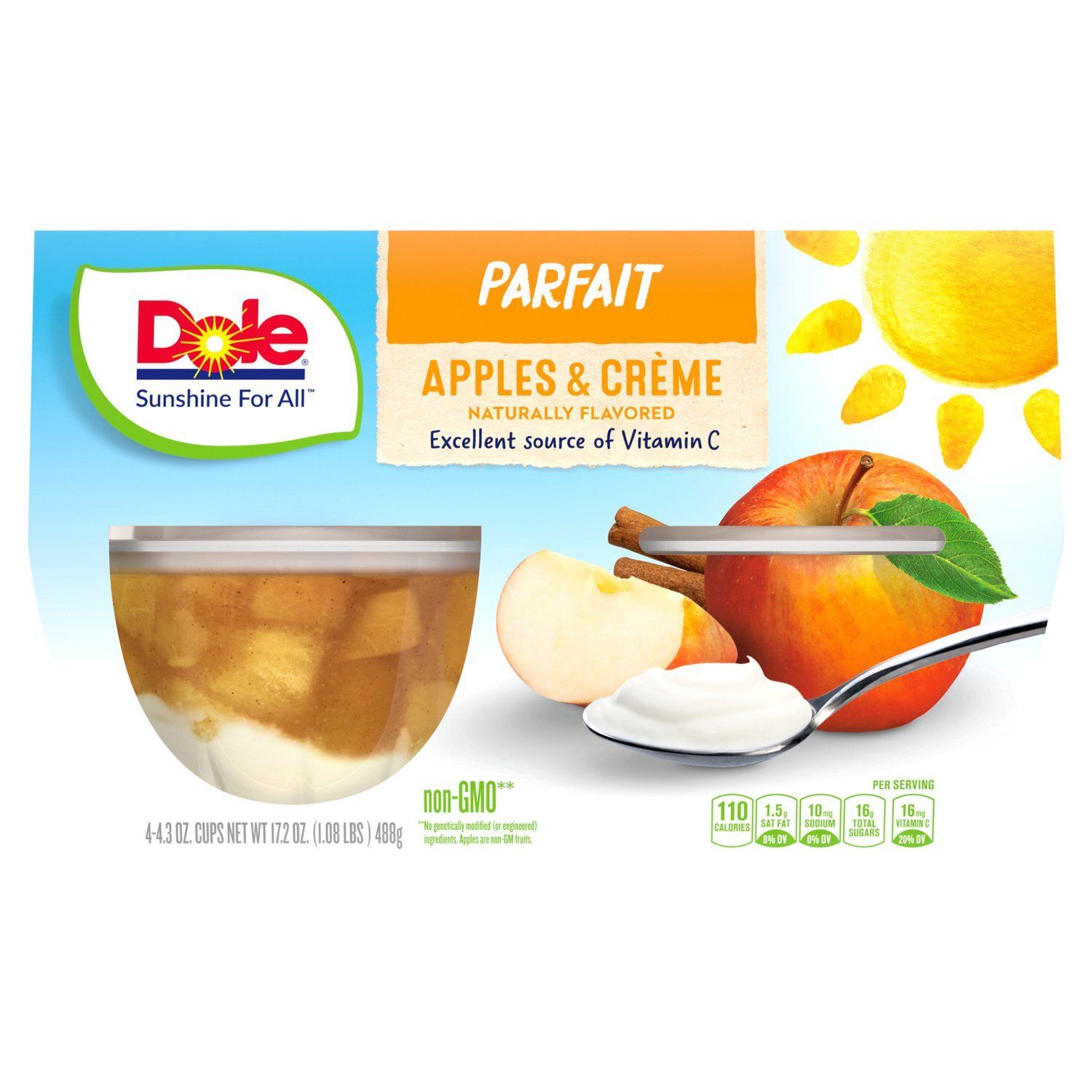 Dole Apples &amp; Crème Parfait, 4.3 oz, 4 count