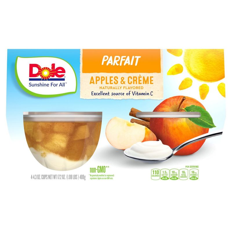 Dole Apples &amp; Crème Parfait, 4.3 oz, 4 count