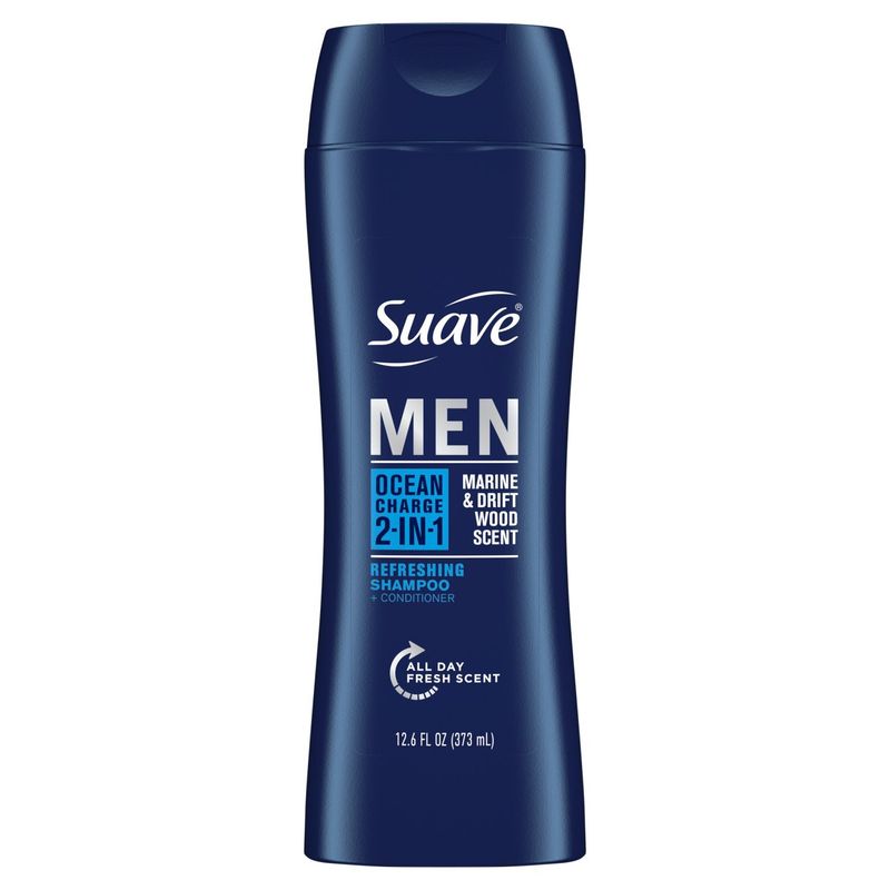 Suave Men Ocean Charge 2-in-1 Marine &amp; Drift Wood Scent Refreshing Shampoo + Conditioner, 12.6 fl oz