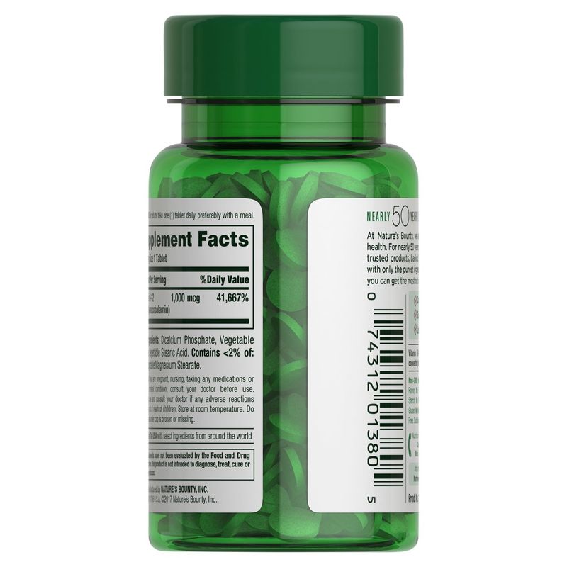 Nature's Bounty B-12 Vitamin Supplement, 1000 mcg, 100 count