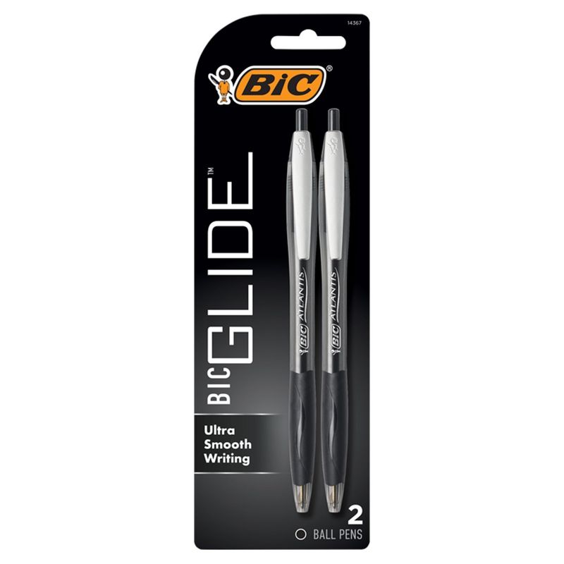 BIC Glide Ultra Smooth Writing Ball Pens, 2 count