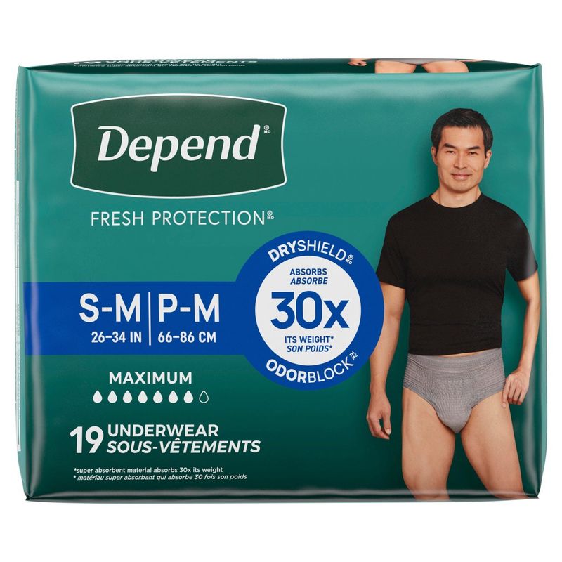 Depend Fresh Protection Maximum Underwear, Size S-M, 19 count
