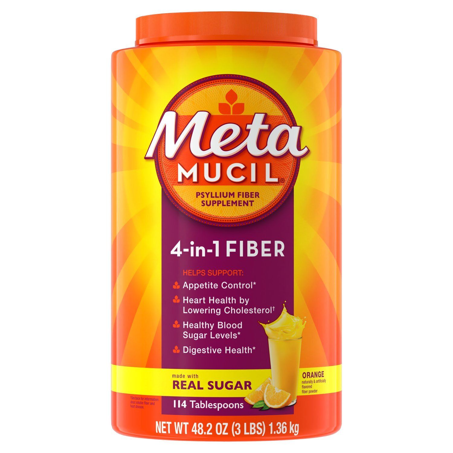 Metamucil 4-in-1 Fiber Supplement for Digestive Health, Psyllium Husk  Powder, Fiber Supplement wit