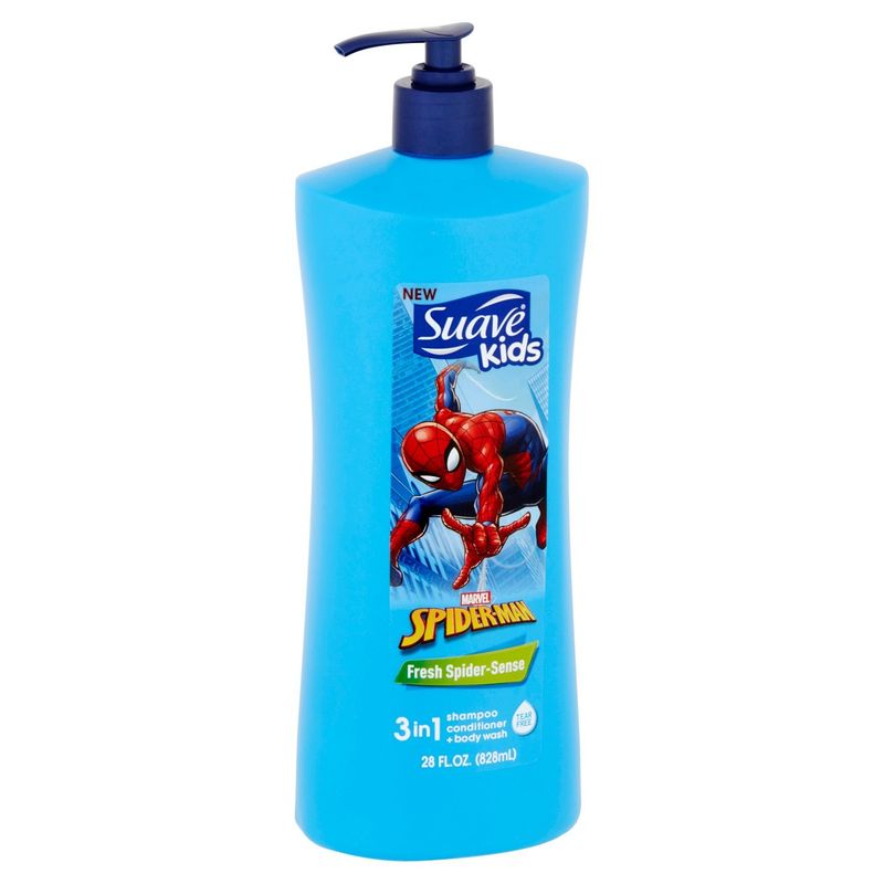 Suave Kids Fresh Spider-Sense 3 in 1 Shampoo, Conditioner + Body Wash, 28 fl oz