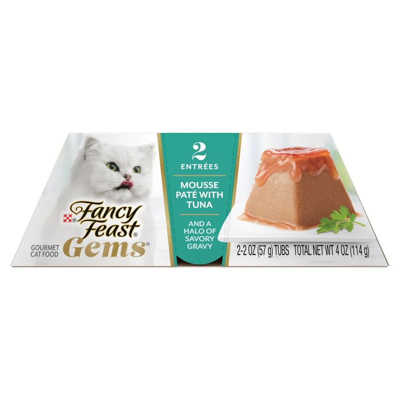 Purina Fancy Feast Gems Mousse Paté with Tuna Gourmet Cat Food, 2 count, 2 oz
